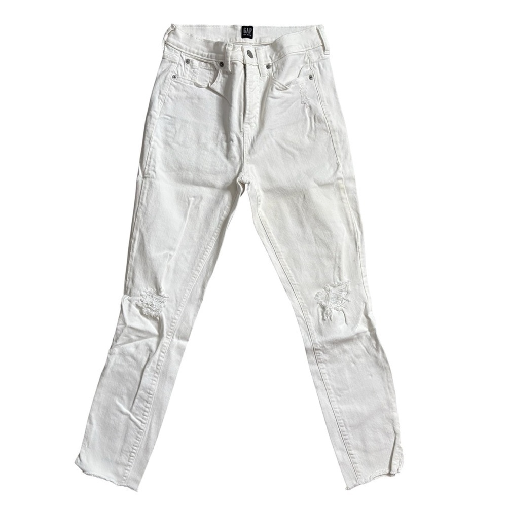GAP White High Rise Distressed Jeans Size 25